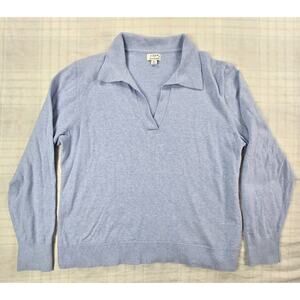J. CREW Womens Polo Sweater Cashmere Cotton Preppy Old Money Periwinkle Blue XL